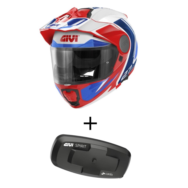 Bundle Casco Givi X.27 Tourer Graphic Bianco Blu Rosso con Interfono Givi I319S