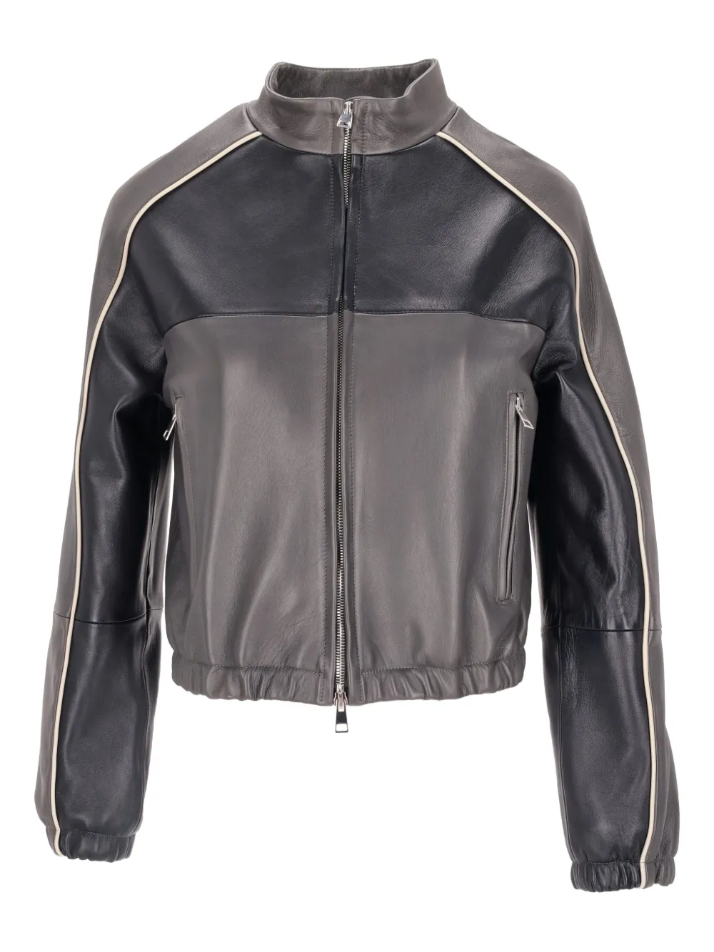 LA ROSE two-tone leather bomber jacket - Grigio
