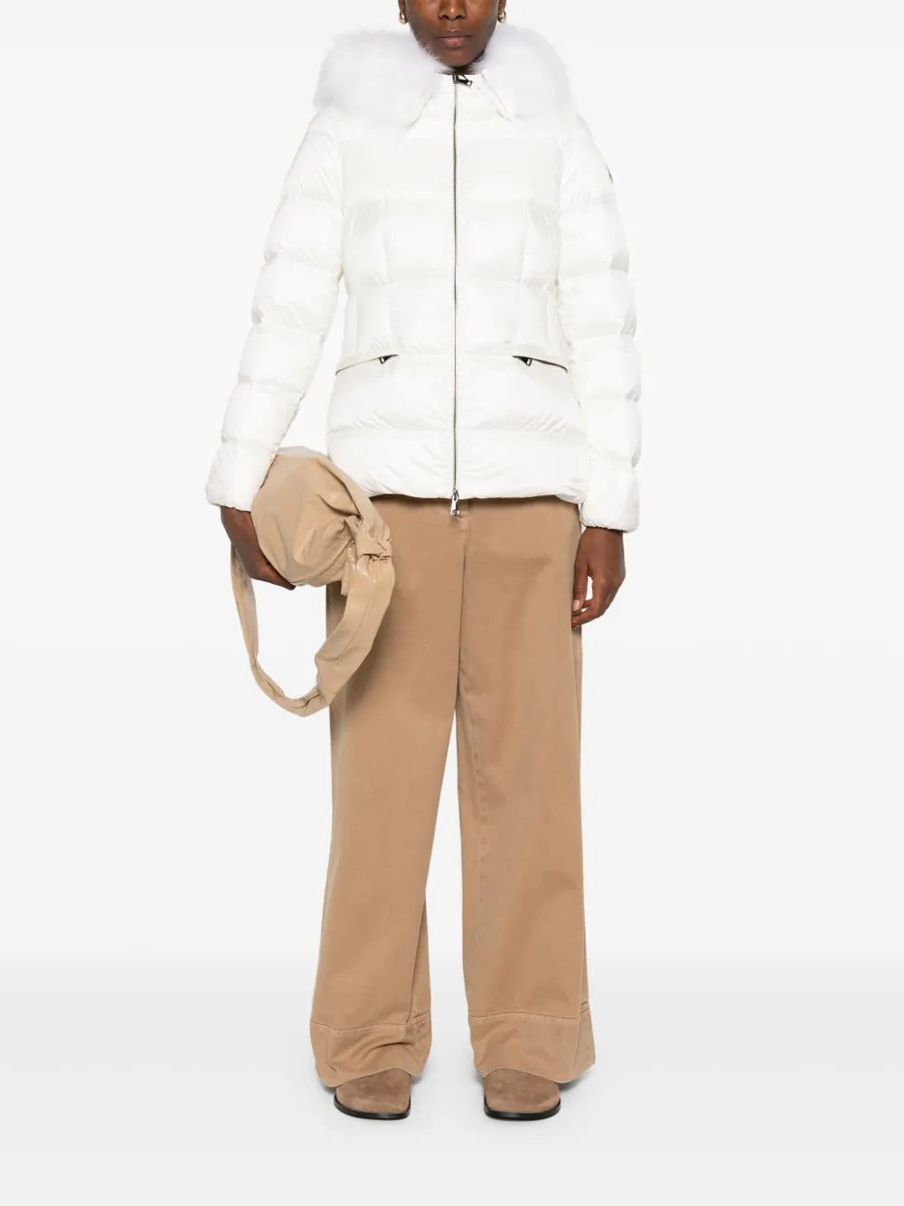 Moncler fur-trimmed hooded jacket - Bianco