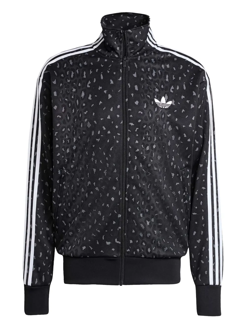 adidas leopard-print zip-up sweatshirt - Nero