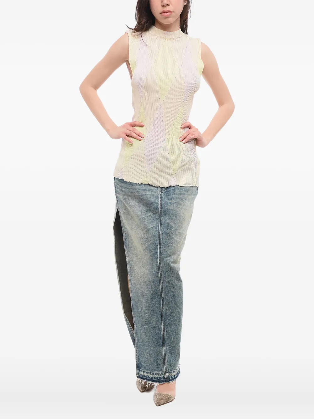 Burberry ribbed argyle top - Giallo