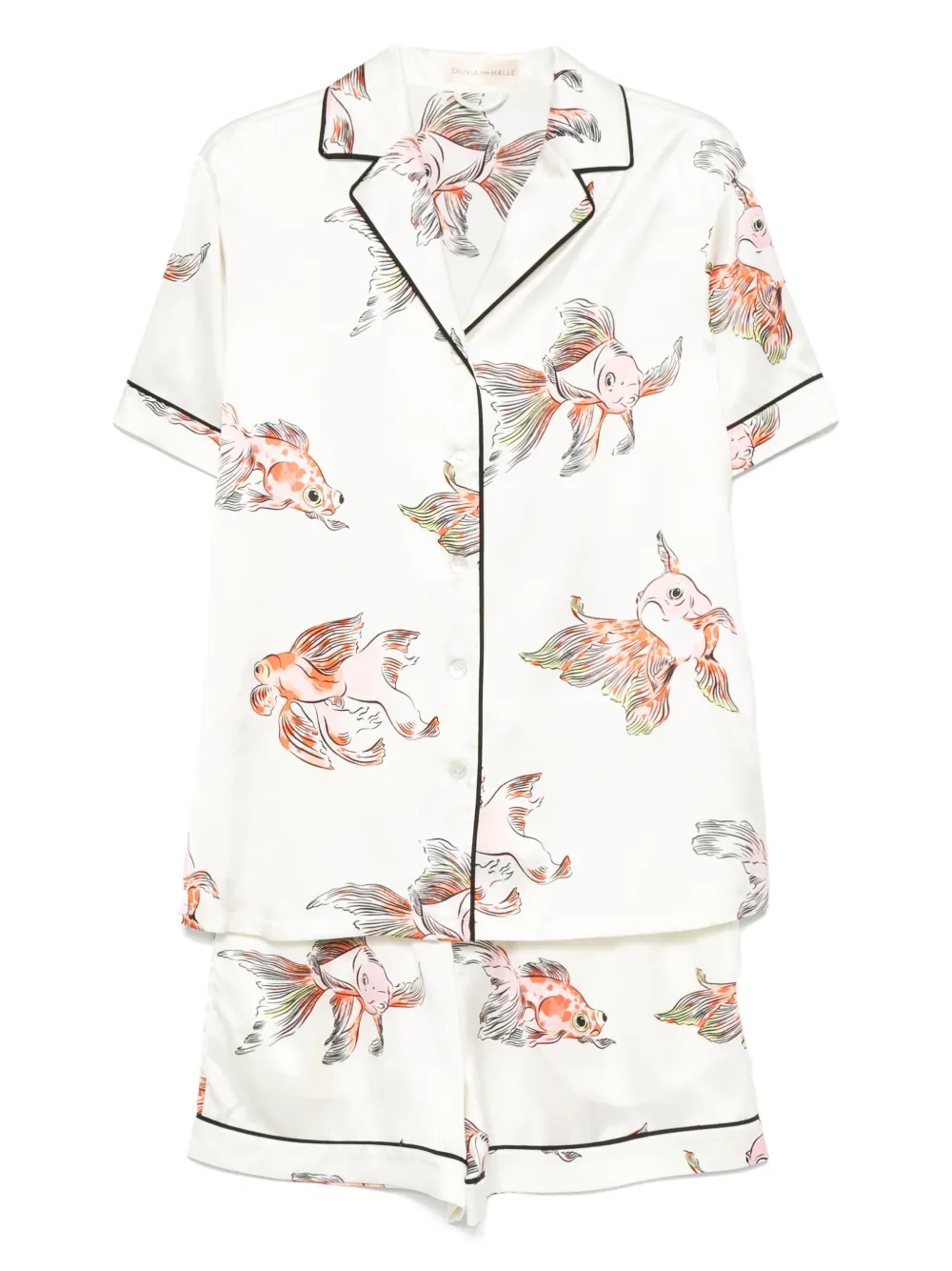 Olivia von Halle graphic-print silk shorts - Toni neutri