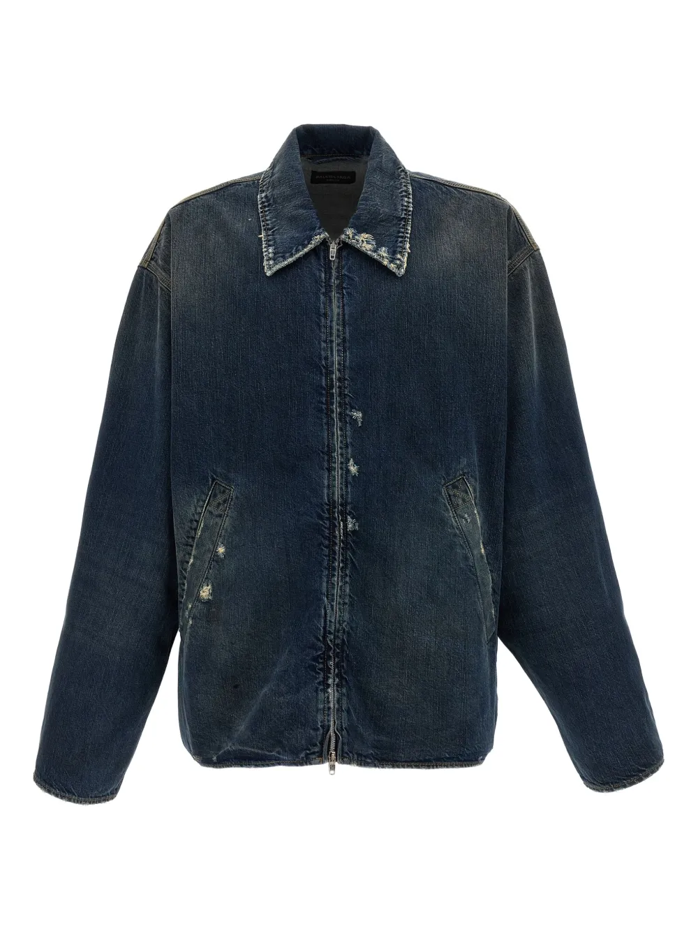 Balenciaga distressed denim jacket - Blu