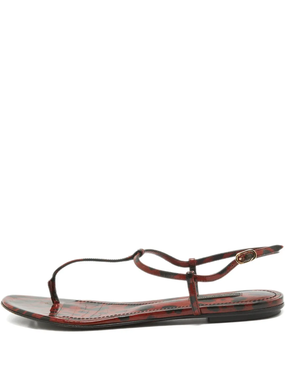 Dolce & Gabbana Pre-Owned leopard-print patent-leather sandals - Marrone