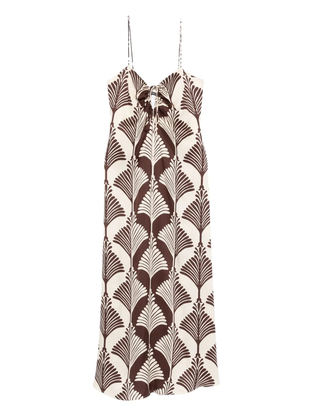 Pennyblack leaf-print tie-front dress - Marrone