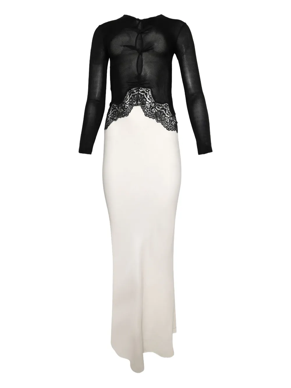 Christopher Esber lace-trimmed long-sleeve dress - Nero