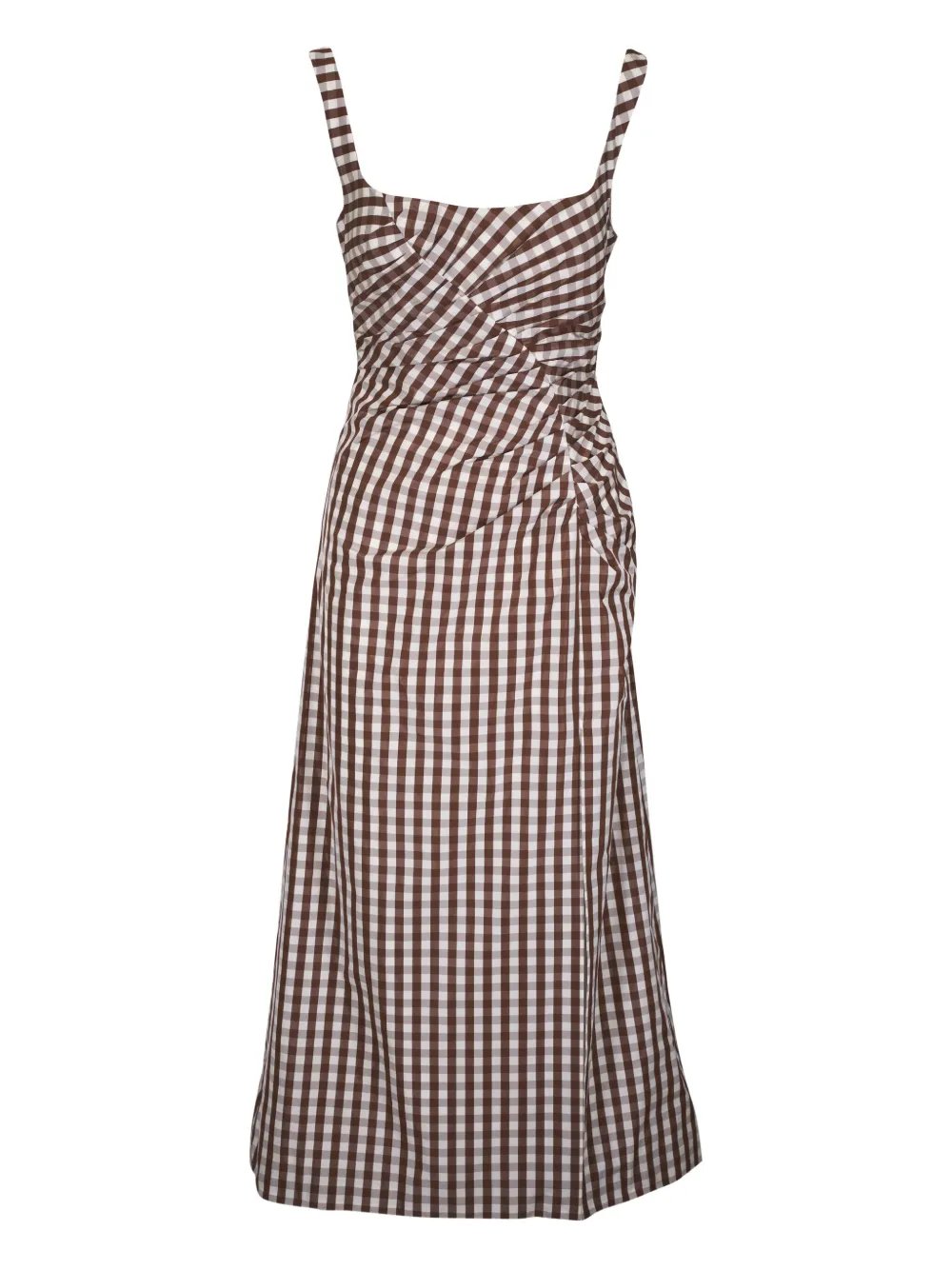Lela Rose gingham-check midi dress - Marrone