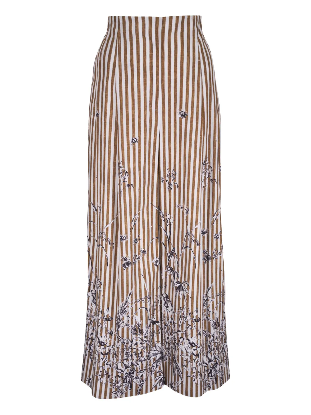 Lela Rose striped floral-print trousers - Marrone