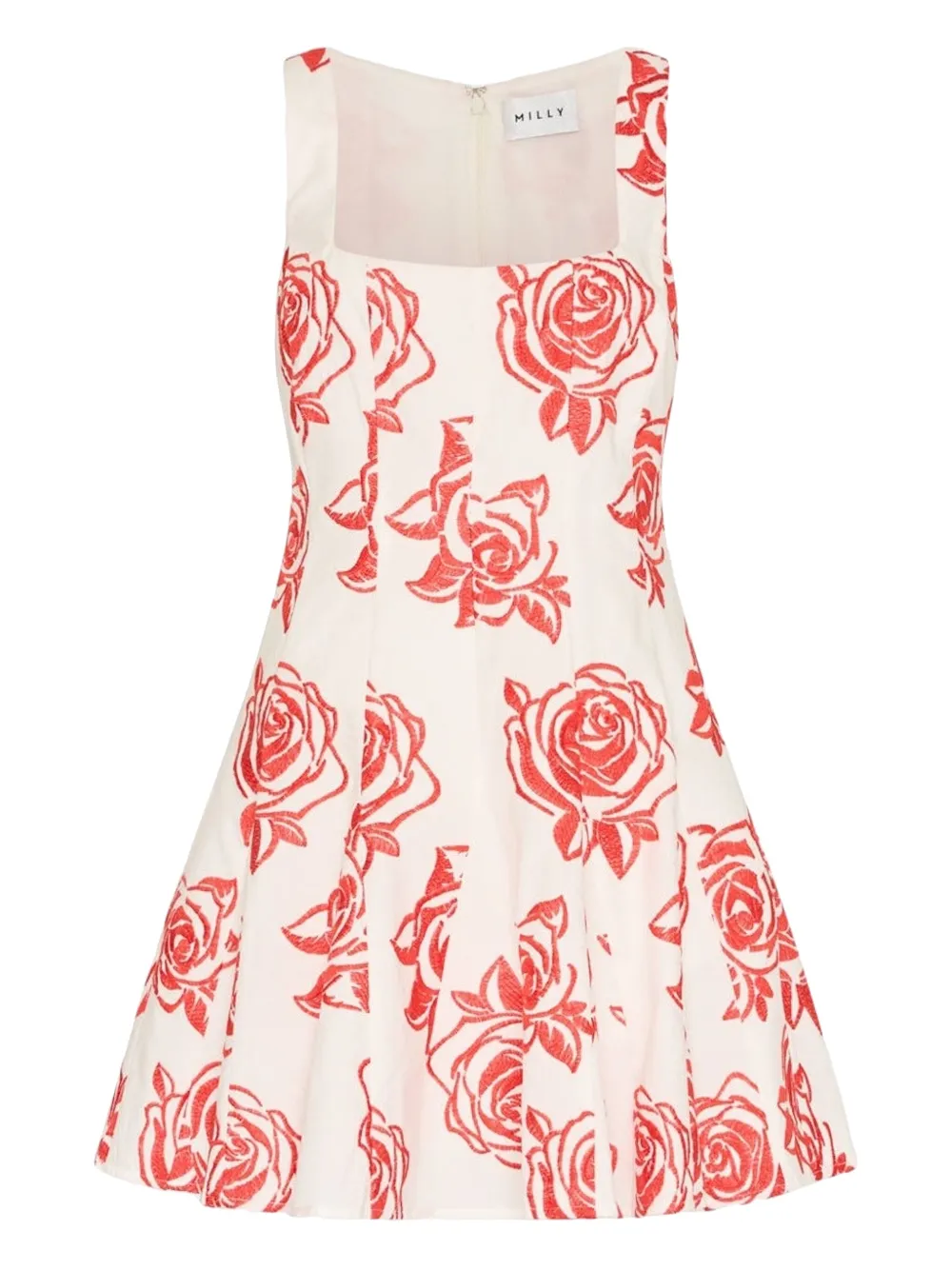 Milly Ariel rose-print mini dress - Rosso