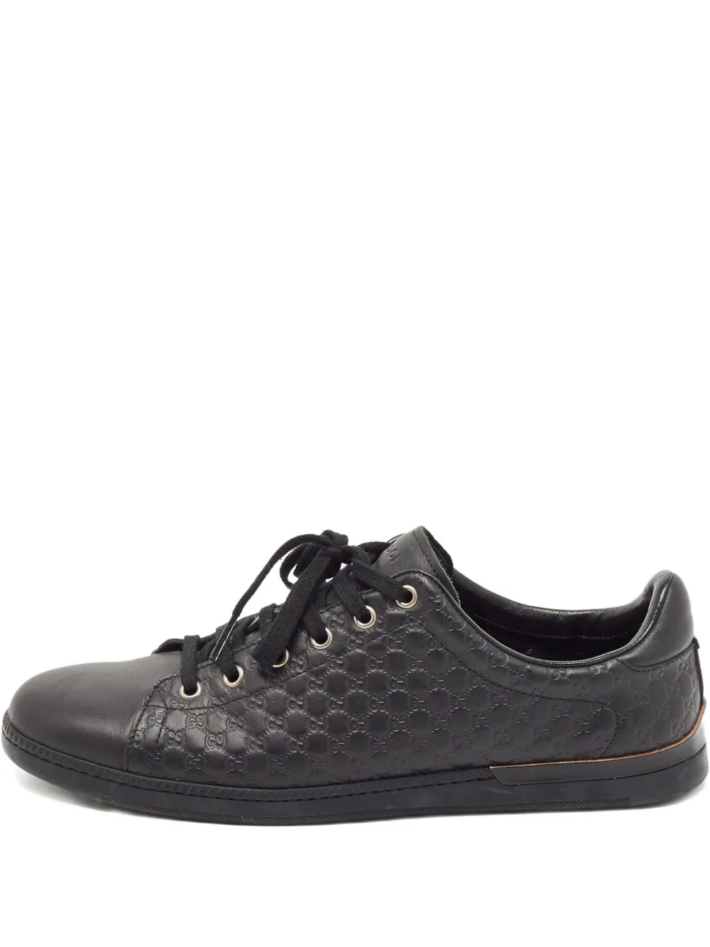 Gucci Pre-Owned leather pattern sneakers - Nero