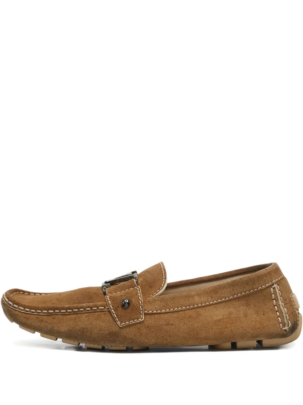 Louis Vuitton Pre-Owned LV-buckle suede loafers - Marrone