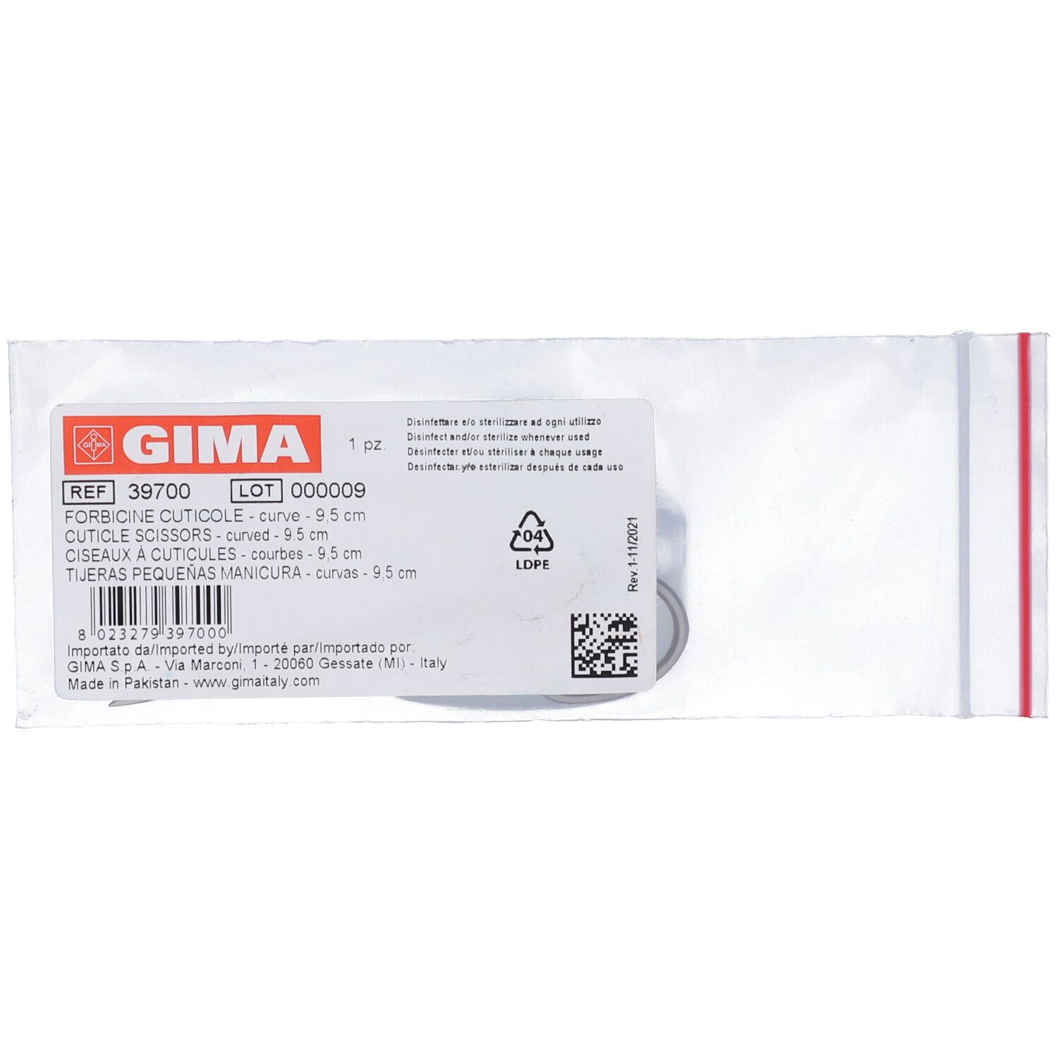 GIMA Forbicine Cuticole - Curve 9,5 Cm 1 pz Forbici