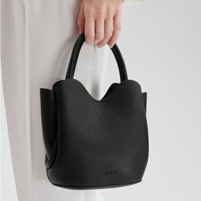BORSA DA DONNA CON MANICO SUPERIORE STILE COMMUTE SEMPLICE A TINTA UNITA CON LETTERE IN RILIEVO
