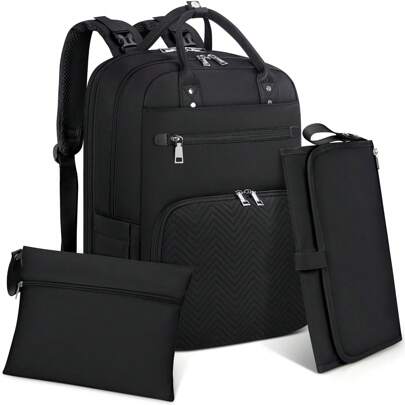 Zaino Mamma Multifunzione Zaino Fasciatoio Grande Capacità Borsa Neonato con Fasciatoio Portatile Zaino Passeggino per Mamma e Papà Nero