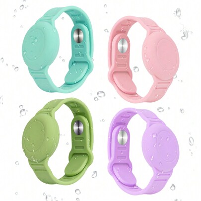 WALLFID 4 braccialetti AirTag impermeabili, compatibili con Apple AirTag, braccialetti AirTag morbidi e regolabili, cinturino AirTag per tutti (prodot