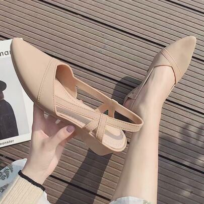 Donna a punta Sandali slingback , elegante basso tacco Pumps con zeppa