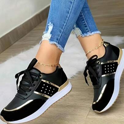 Scarpe casual sportive con lacci dal suolo spesso per donne di taglie europee e americane, disponibili in magazzino per l'estate