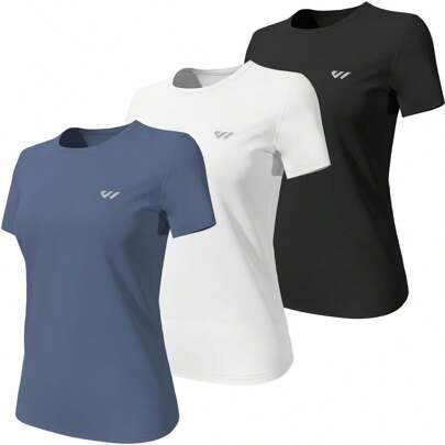 Wulibike Tee Shirt Femme 3 ou 5,Respirant Tenue de Sport,Séchage Rapide T-shirt e top de Sport,Anti-UV, Confortevole e Ajusté
