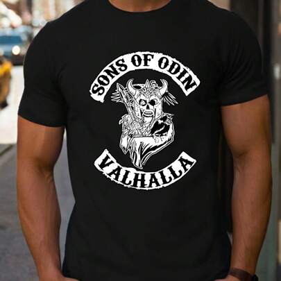 T-shirt da uomo Sons Of Anarchy Sons Of Odin Valhalla Chapter Valentine's, 1 pezzo 220gsm girocollo casual pesante in puro cotone