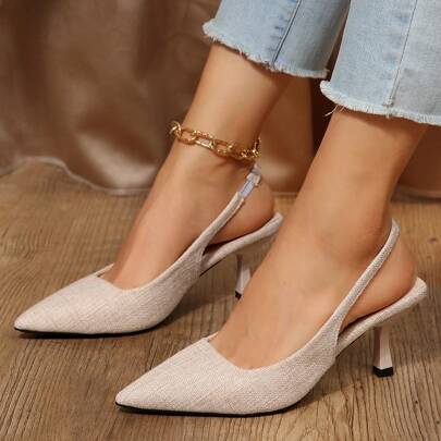elegante Pompe slingback per donne , tweed tacco piramide Tacchi