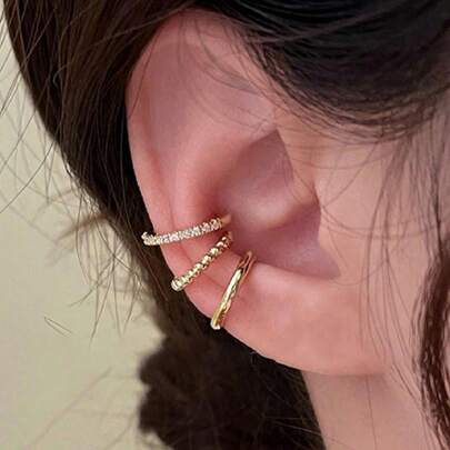 3 pezzi di fermagli vintage per orecchie in argento sterling 925 senza piercing e orecchini con diamanti per la vita quotidiana, cene, regali per raga