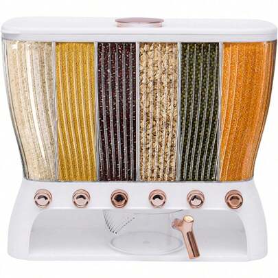 [SENDERPICK]TAPMING Dispenser per lenti Dispenser per cereali Dispenser per cereali per alimenti secchi 6 griglie Contenitore per cereali da 10 kg Con