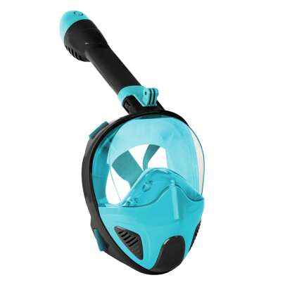 Masque de plongée en apnée plein visage S/M avec Masque et Tuba Staccabile anti-buée,ant-fuite pour Adultes Enfants-Noir/ vert
