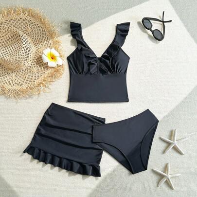 Bikini a canotta teen girl con volant semplice