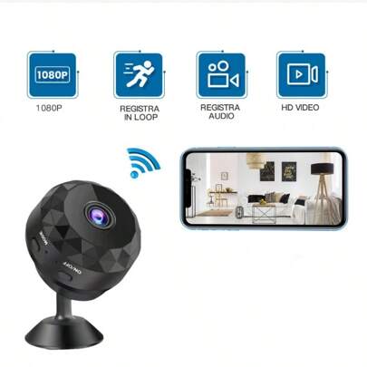 1 pezzo Telecamera spia portatile 1080P, telecamera di sorveglianza, applicazione remota mobile, telecamera senza fili con WiFi, supporto magnetico a
