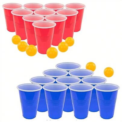 1 set Kit Beer Pong, Palline da ping pong in plastica portatili e bicchieri da festa per bere, Gioco Beer Pong, Giochi di Natale, Giochi da festa