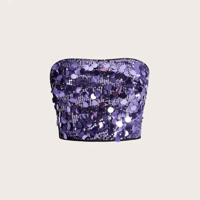 Top a tubo con paillettes in stile Y2K per feste, abbigliamento sexy per uscire e locale notturno