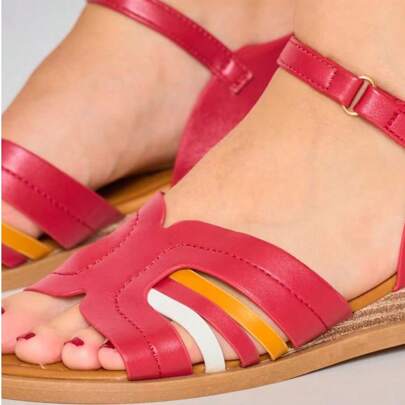 Sandali platform estivi casual con colori a contrasto, sandali estivi eleganti per donne