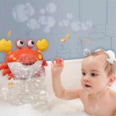 Giocattolo da bagno per bolle di sapone a forma di granchio per bambini di oltre 18 mesi - soffiatore di bolle, giocattolo per bolle da bagno con 12 c