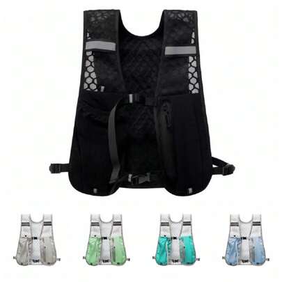 Gilet da running idratante con porta borraccia, gilet da running leggero con elementi riflettenti, pack per idratazione toracica con porta cellulare,