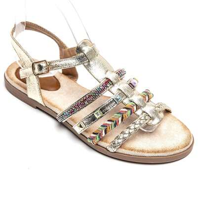 Sandali piatti bohèmes à brides fantaisie multicolores et strass