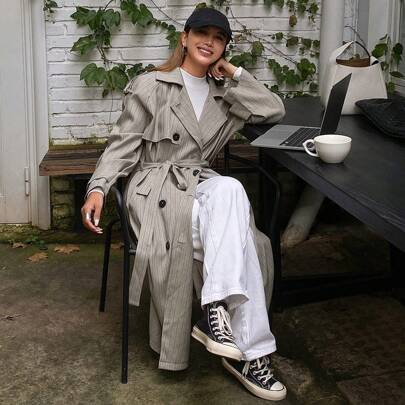 Nuova Trench Coat Larga Casual Regolare Da Donna Per L'autunno
