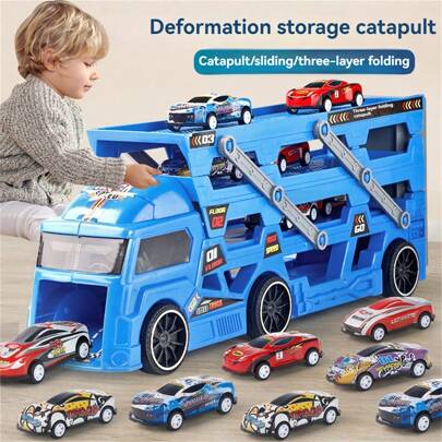 1 set di giocattoli per bambini maschi e femmine, lanciatore di macchine, grande pista per camion, macchine multivia, veicoli da costruzione, pista da