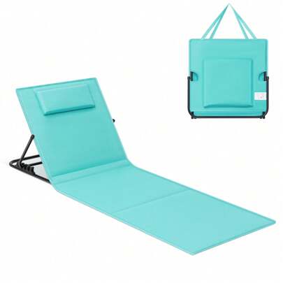Set of 1 beach loungers with infinitely adjustable backrest, Green/Grigio Ardesia/Azzurro Cielo
