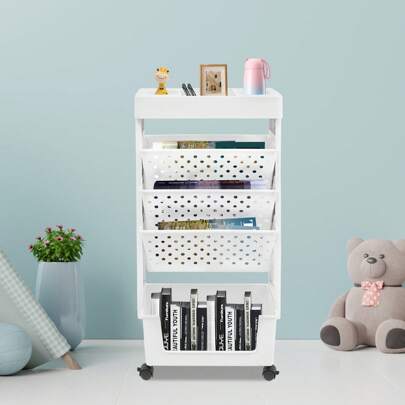 Carrello porta libri, piccola libreria con ruote, carrello portaoggetti, carrello con ruote, carrello portaoggetti stretto con ruote, carrello portaog