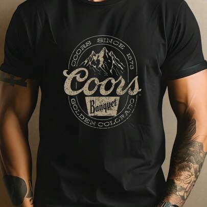 T-shirt estiva da uomo Coors Banquet, 220 g/m², puro cotone, a maniche corte e scollo tondo (1 pezzo)