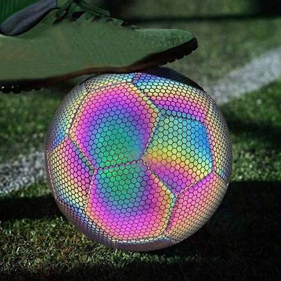 1 pezzo Pallone da calcio e accessori rifrangenti, pallone da calcio rifrangente con flash della fotocamera che si riflette, pallone da calcio olograf