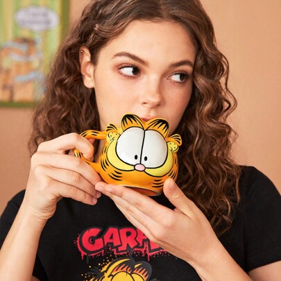 Tazza in ceramica da 380ml con disegno di gatto cartoni animati, per caffè e tè, idea regalo