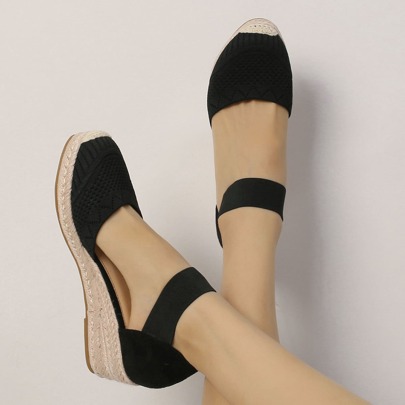 Zeppe espadrille con cap toe cinturino alla caviglia