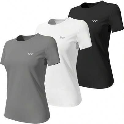 Wulibike Tee Shirt Femme 3 ou 5,Respirant Tenue de Sport,Séchage Rapide T-shirt e top de Sport,Anti-UV, Confortevole e Ajusté