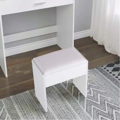 Tabouret de Coiffeuse en Bois Blanc pour Filles - Tabouret de Maquillage Ignifuge - Meuble deChambre à Coucher