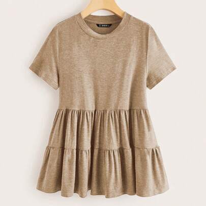 Taglie Forti Top in maglia variegata smock