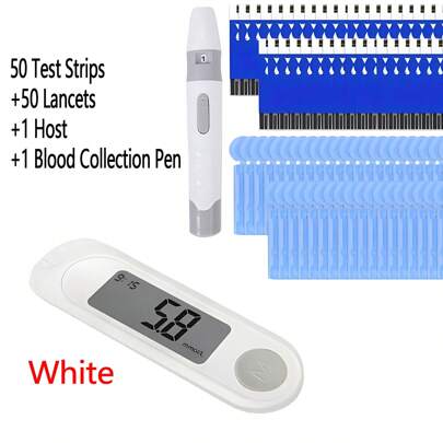 Kit per il test del diabete, dispositivo per lancette del diabete, misuratore della glicemia, kit di monitoraggio della glicemia con 50 strisce reatti