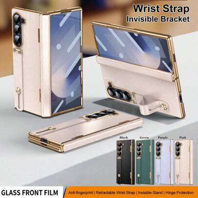 1 Custodia protettiva compatibile con Galaxy Z Fold 6/Z Fold 5/Z Fold 4/Z Fold 3, realizzata in vetro temperato multi-colore, con band regolabile in p