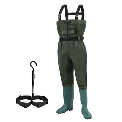 Waders con ganci, pantaloni da pesca, pantaloni da stagno in nylon denari con stivali da wading in gomma, taglia 42-47