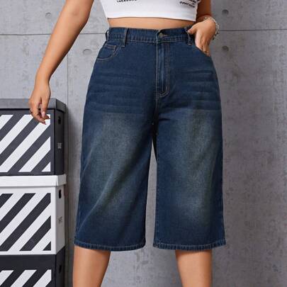 Pantaloncini di jeans boyfriend taglie comode per donne